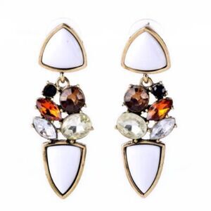 WHITE CITRINE GOLD BLACK Rhinestone Drop Earrings